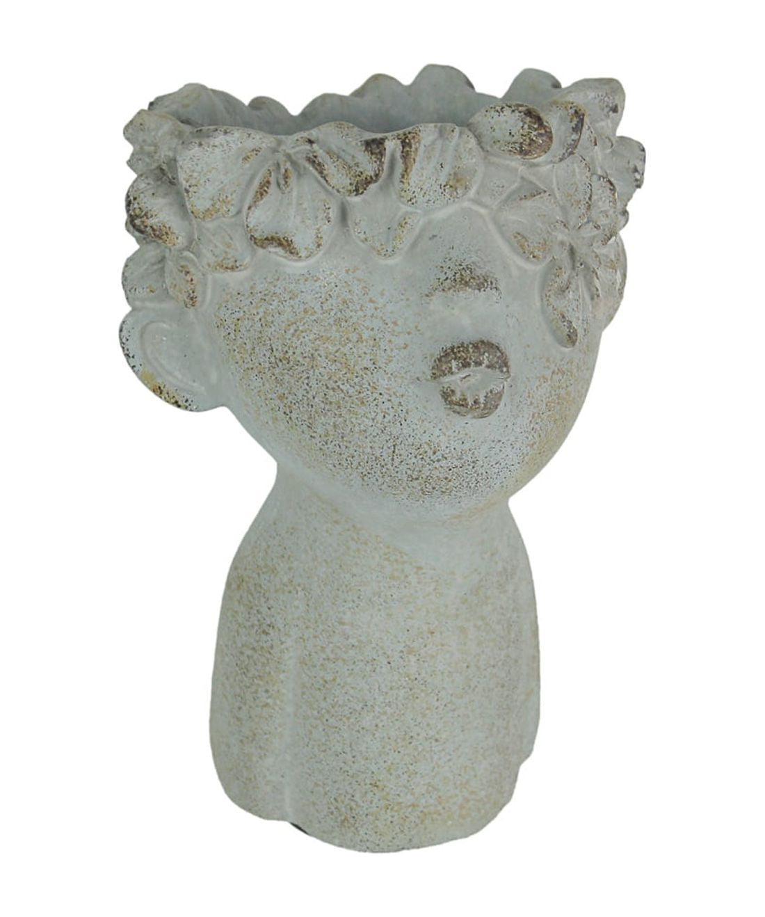 Weathered Light Brown Concrete Kissing Face Mini Planter