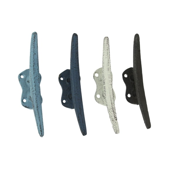Mayrich Set of 4 Coastal Color Cast Iron Nautical Boat Cleat Wall Hooks