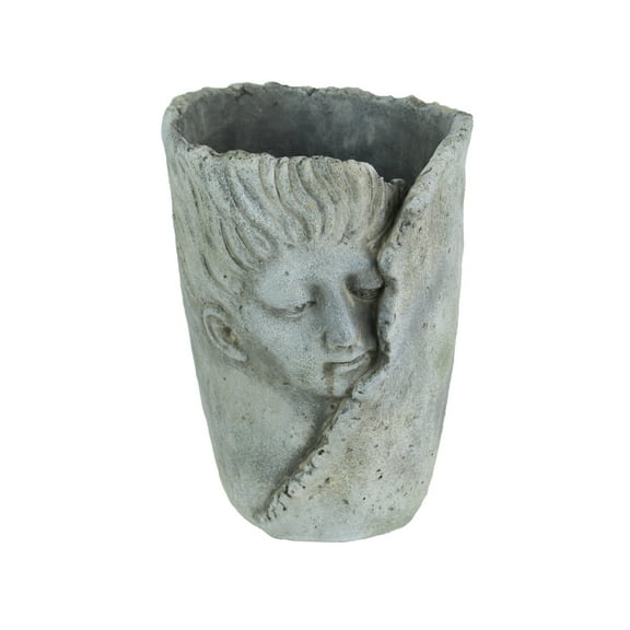 Mayrich Weathered Finish Concrete Leaf Wrap Face Planter / Vase 8 inch