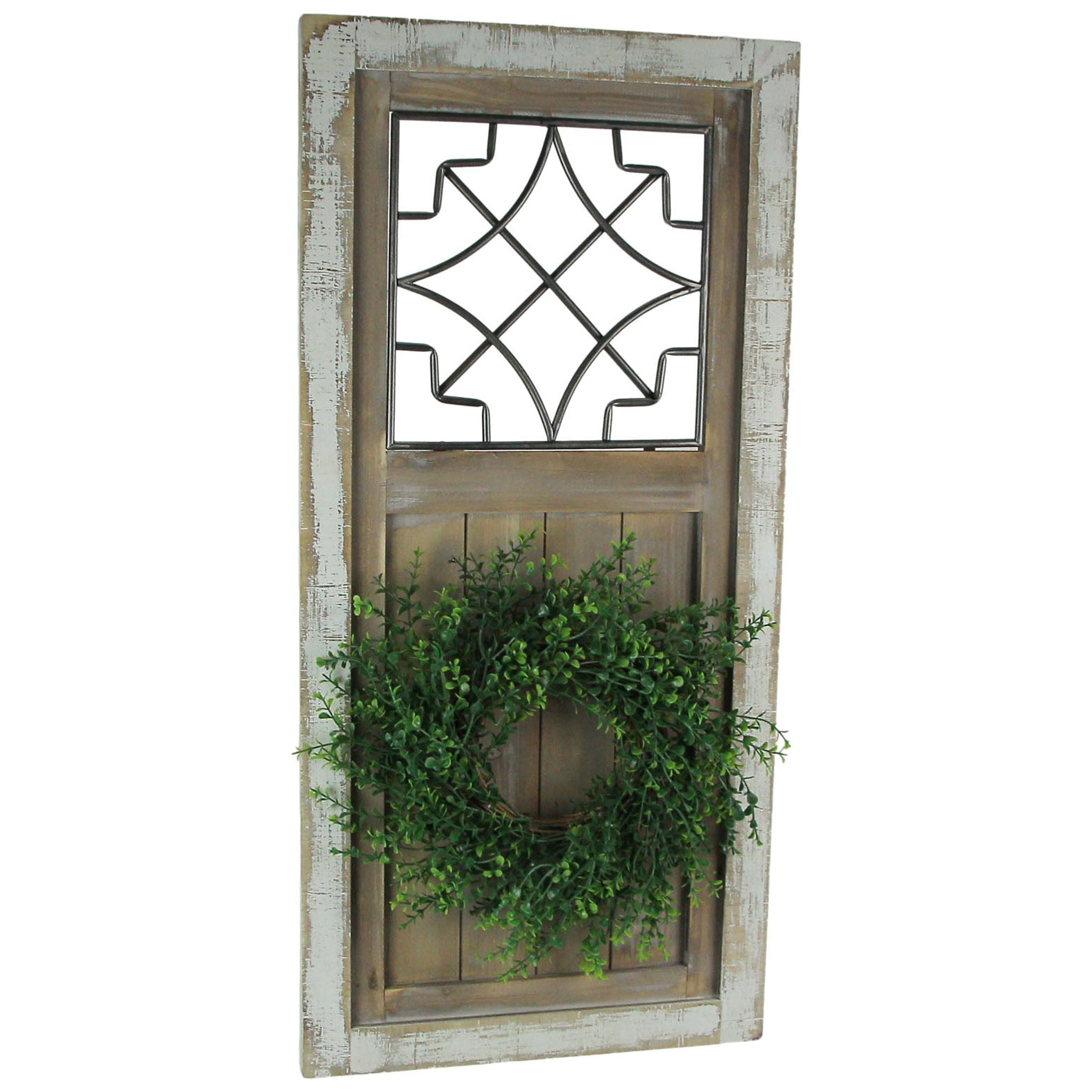 Mayrich Wood Door Wall Art Metal Accent Window Rustic Home Decor