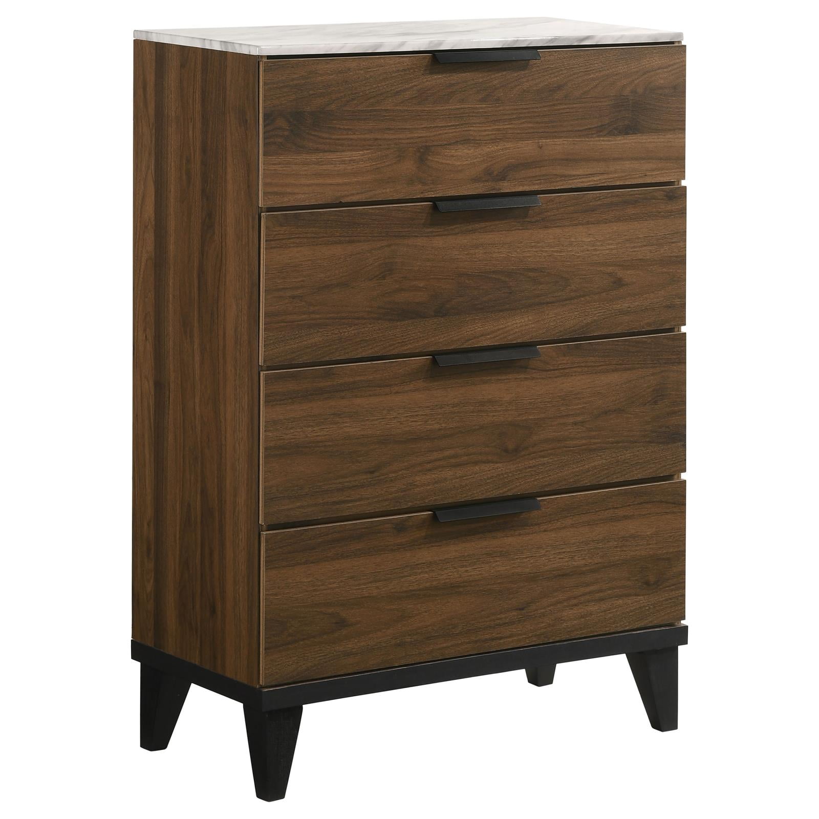 Mays 4drawer Chest Walnut Brown with Faux Marble Top