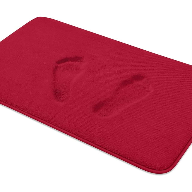 Mayshine Bathroom Rugs, Memory Foam Bath Mat, Red, 34x19"
