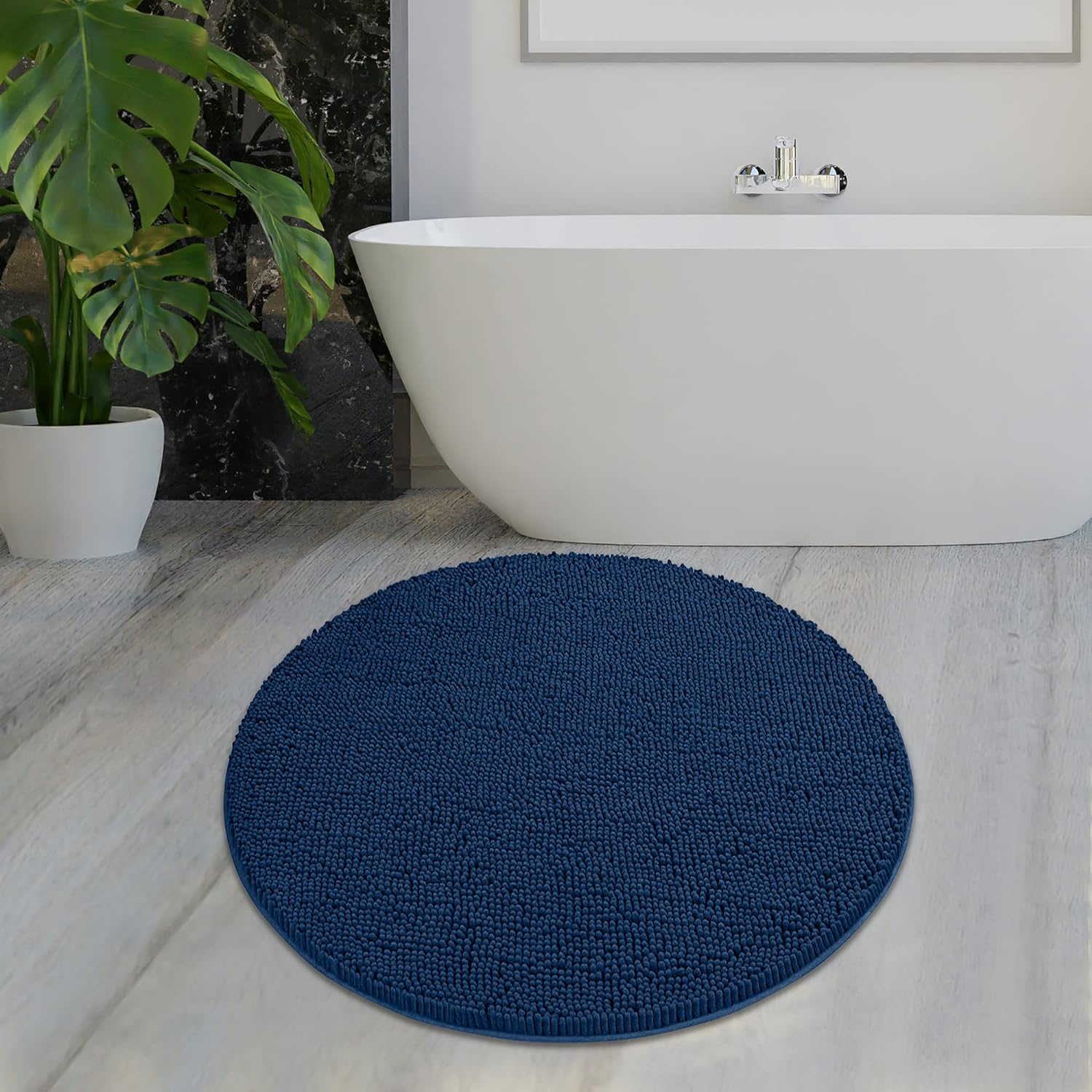 Mayshine Round Bathroom Rugs, Chenille Toilet Mat, Absorbent Non-Slip ...