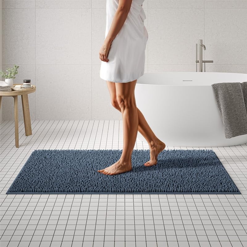 Gray Chenille Non-Slip Bath Runner Rug 31" x 59"