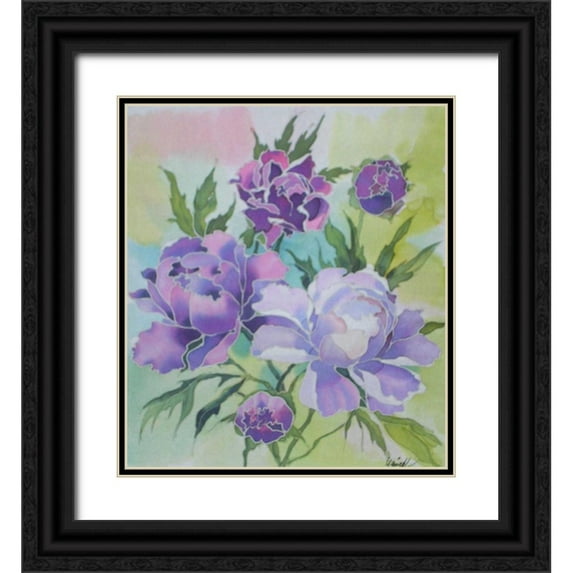 Mayskaya, Alisa 26x29 Black Ornate Wood Framed with Double Matting Museum Art Print Titled - Soft Floral
