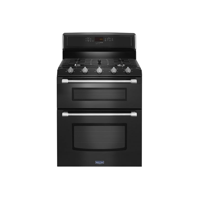 Maytag Gemini MGT8720DE Range double oven freestanding width 29.9 in depth 28.5 in height 47.2 in with self cleaning black