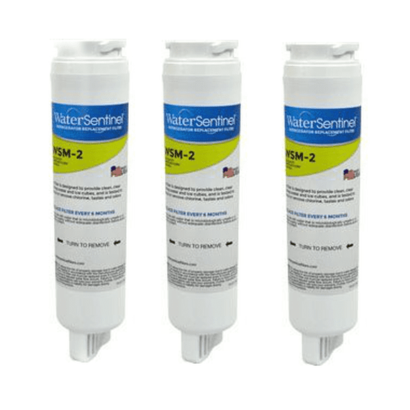 WaterSentinel WSM-2 Refrigerator Water Filter Replacement for Drinking Water Filtration, Fits Maytag, Whirlpool Refrigerator Water Filter 4 (3-Pack), Carbon Block