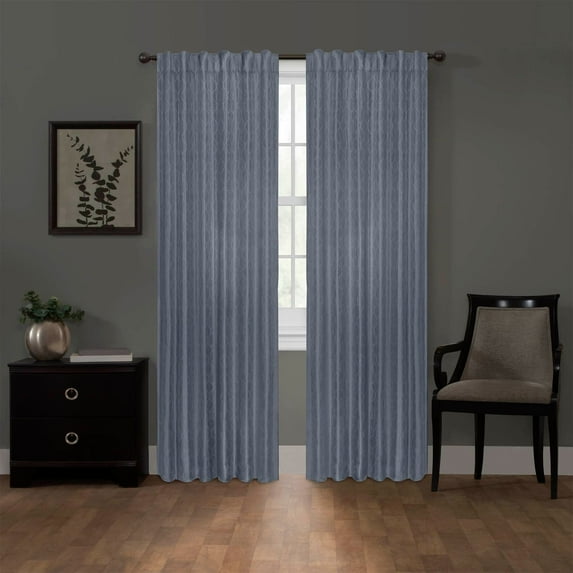 Maytex Ainsley Blackout Platinum Smart Curtains Window Curtain Panel, 50 X 84 - 50 X 84 Blue
