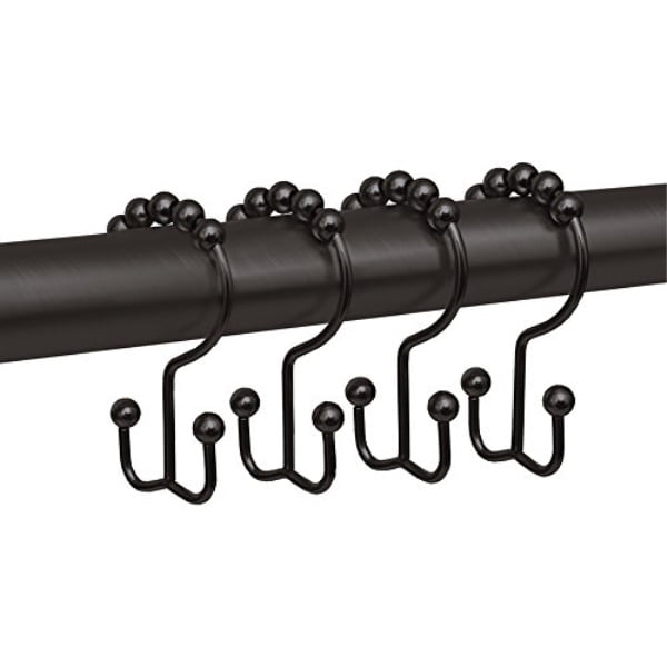 Maytex Double Roller Glide Hooks shower curtain rings, Metal Oil Rubbed