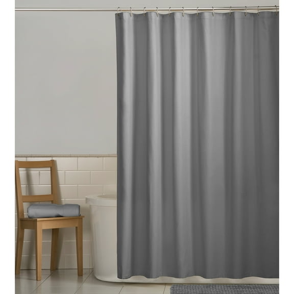 Maytex Fabric Shower Curtain or Shower Liner, 72" x 70", Gray
