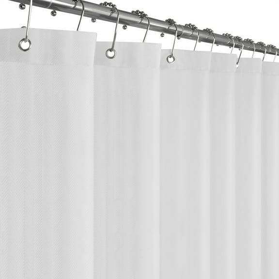 Maytex Herringbone Ultimate Waterproof Fabric Shower Curtain or Liner, 72" x 72", White
