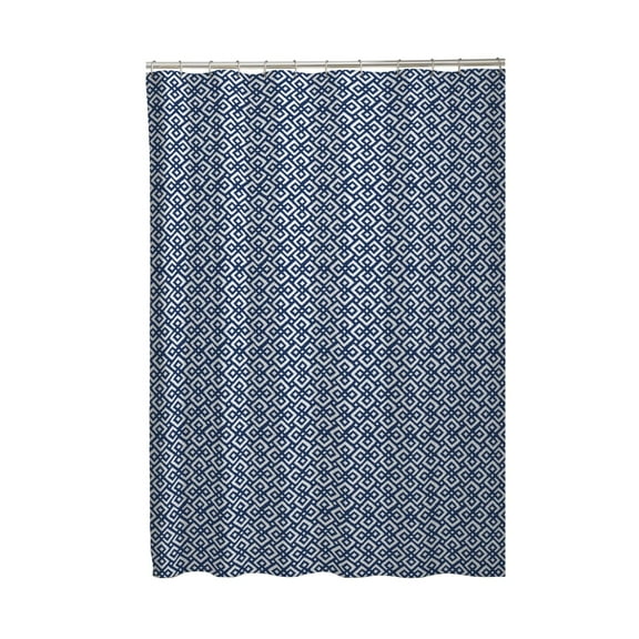 Maytex Metronorm Blue & White Geometric Print Fabric Shower Curtain