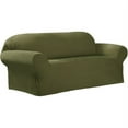 thumbnail image 1 of Maytex Narrow Stripe Patterned 1-Piece Loveseat Stretch Slipcover, Green, 1 of 4