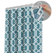 Maytex Smart Curtain Celtic Fabric Shower Curtain with Attached Roller Glide Hooks
