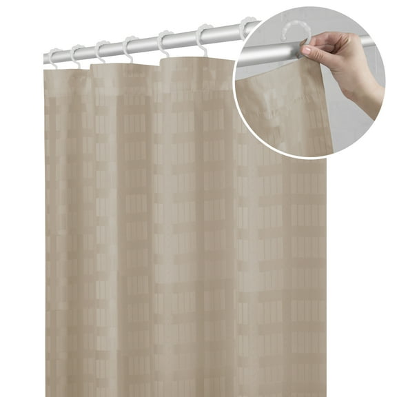 Maytex Smart Curtain Madison Fabric Shower Curtain with Attached Roller Glide Hooks