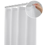 Maytex Smart Curtain Textured Waffle Fabric Shower Curtain with Attached Roller Glide Hooks