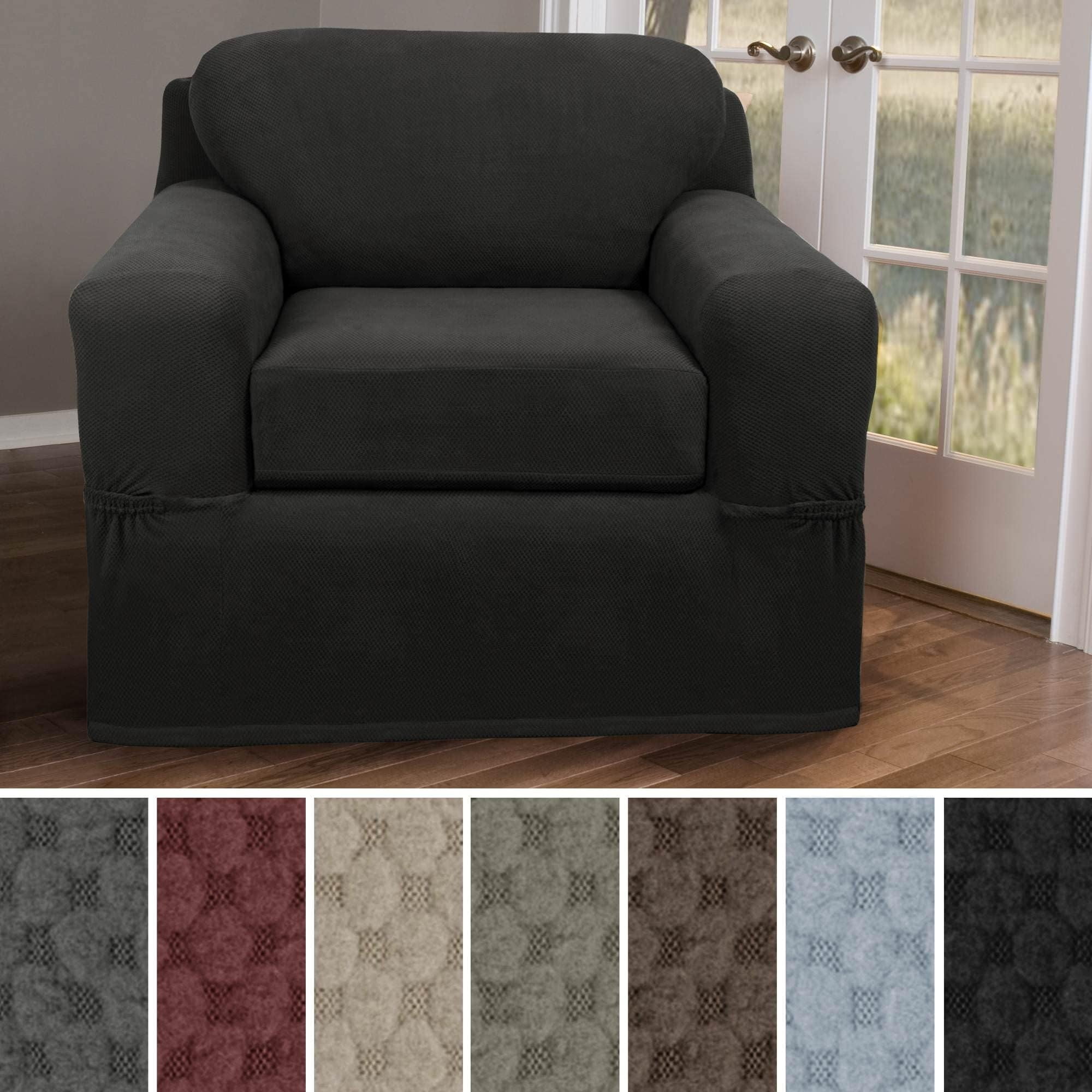 Charcoal Gray Ultra Soft Stretch T Cushion Chair Slipcover