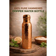 Mayur Exports 100% Pure Copper Water Bottle 1 Liter   Hammered Design, Leak Proof Cap, Ayurvedic Health Benefits, Reusable Metal Drinking Bottle for Home, Office & Travel