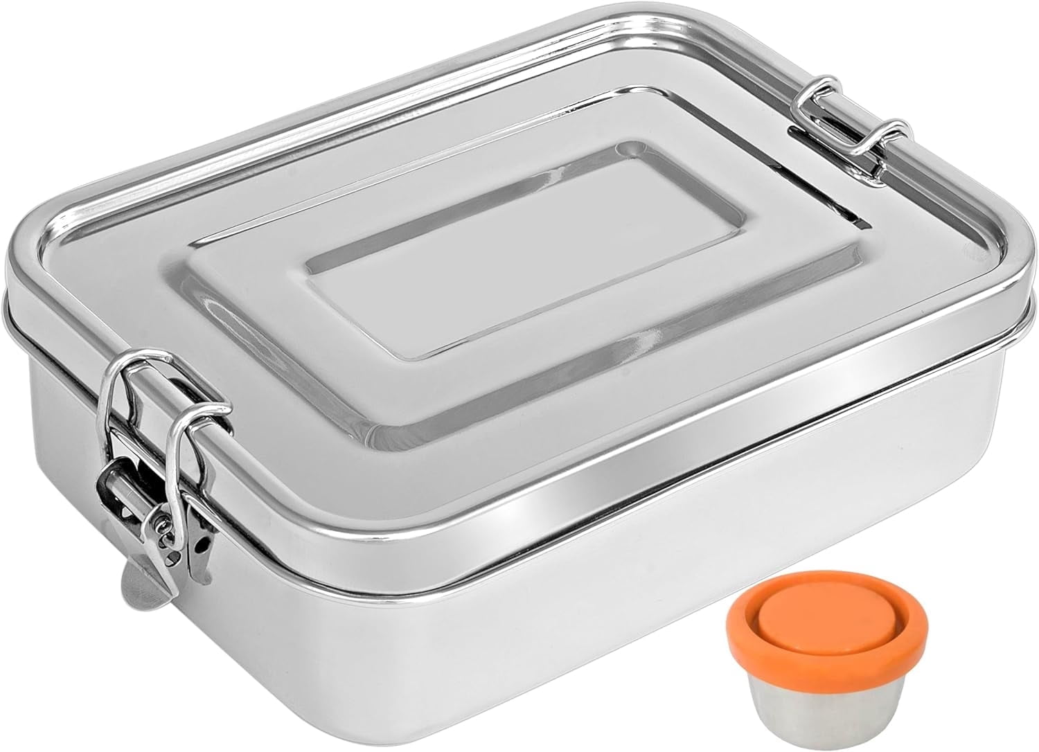Mayur Exports Bento Box for Adult Stainless Steel 3 Compartment Lunch Box with Dip Container Leakproof 40 Oz Dishwasher Safe Meal Prep Eco Friendly Food Container with Secure Lock (Silver)
