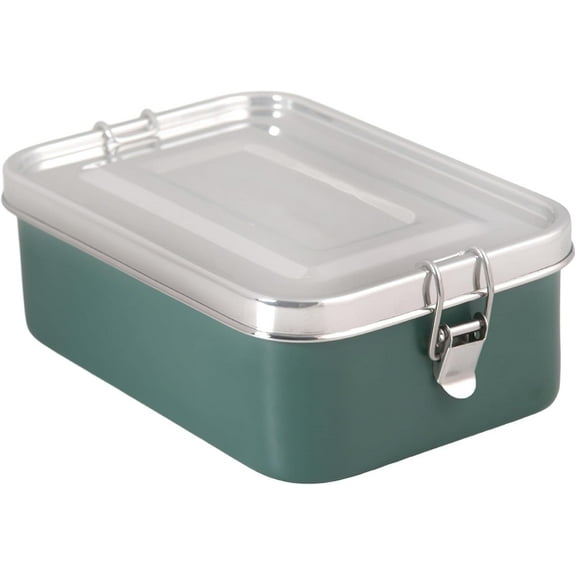 Mayur Exports Bento Lunch Box (Green) with Movable Divider | Leak-Proof, Secure Clips | 60 Oz/1800ml | 8.25x5.55x2.75 in | Food-Grade Stainless Steel | Heavy Duty | Available in 4 Colors.