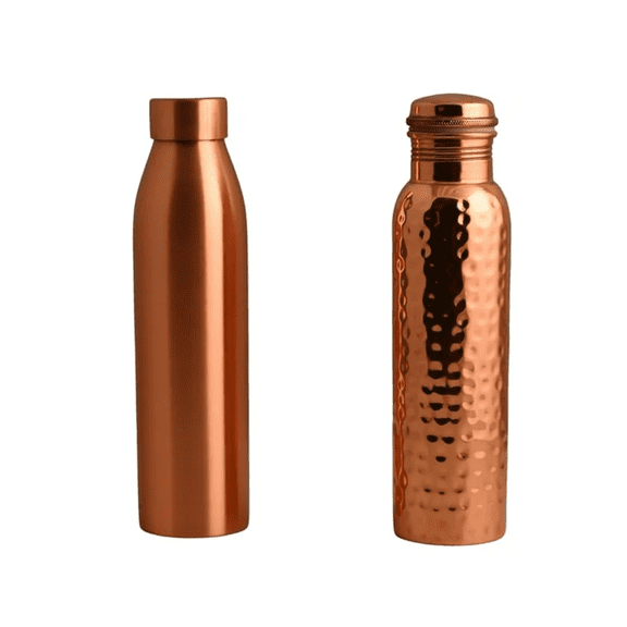 Mayur Exports Copper Set of 2 Water Bottles | Copper Water Bottle | Travel Water Bottle | Ayurvedic Health Benefits Copper Bottle 32 OZ Water Bottles