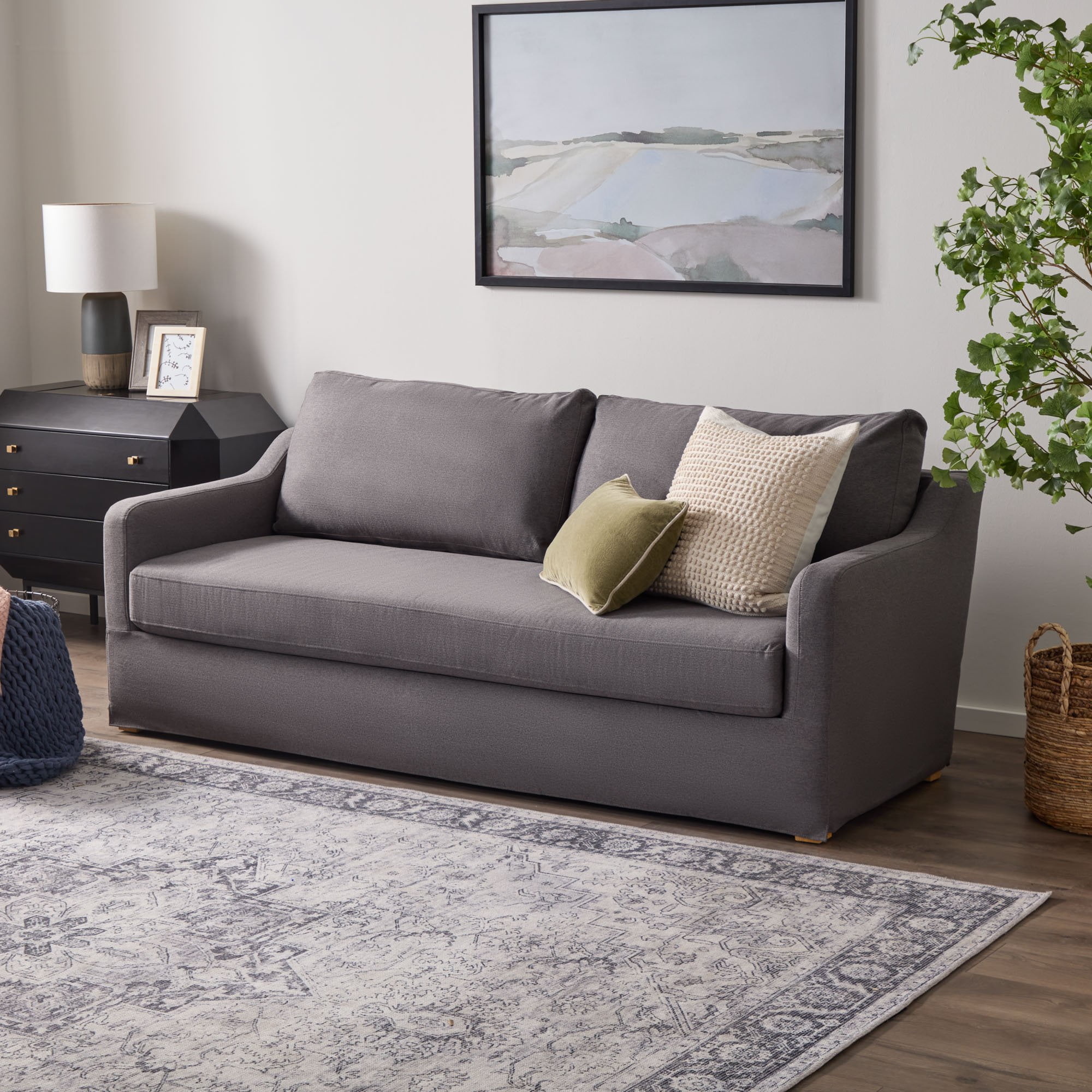 Mayview Alex Slipcover Sofa, Charcoal