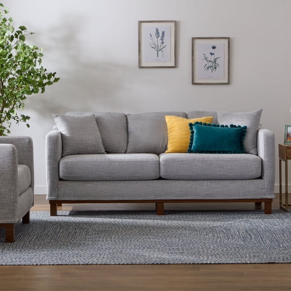 Mayview Barrett 85" Upholstered Wood Base Sofa, Gray