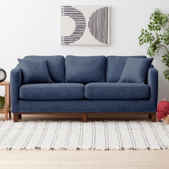 Mayview Barrett 85" Upholstered Wood Base Sofa, Navy