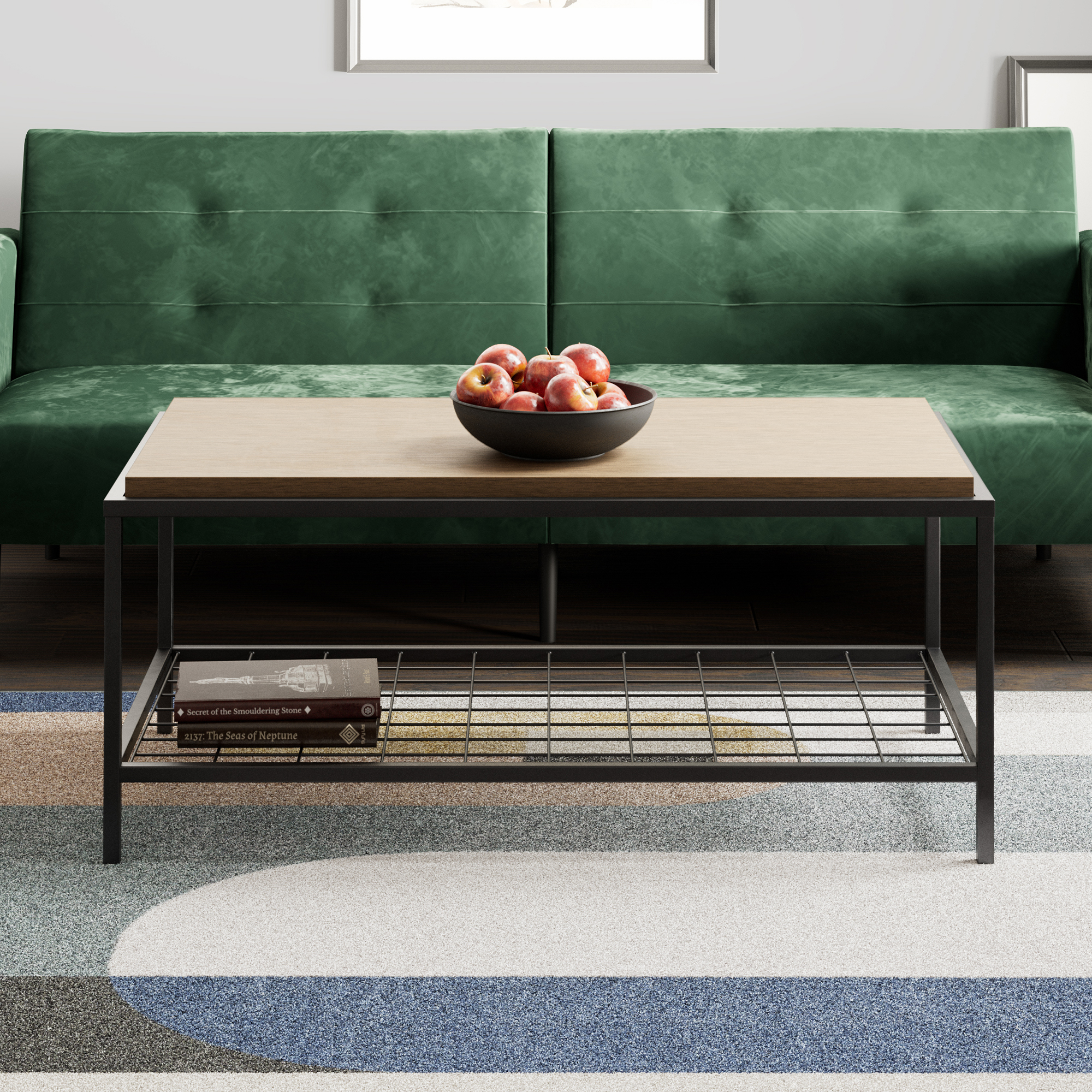 Mayview Collis Industrial Rectangle Wood and Metal Coffee Table, Oak - image 1 of 11