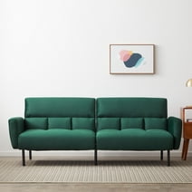Mayview Sofa Bed with Box Tufting and Removable Arms, Green Velvet