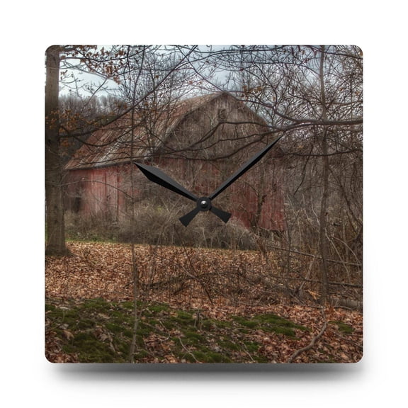 U R There Photography Mayville Hidden Barn II Rustic Farmhouse Acrylic Analog Wall Clock