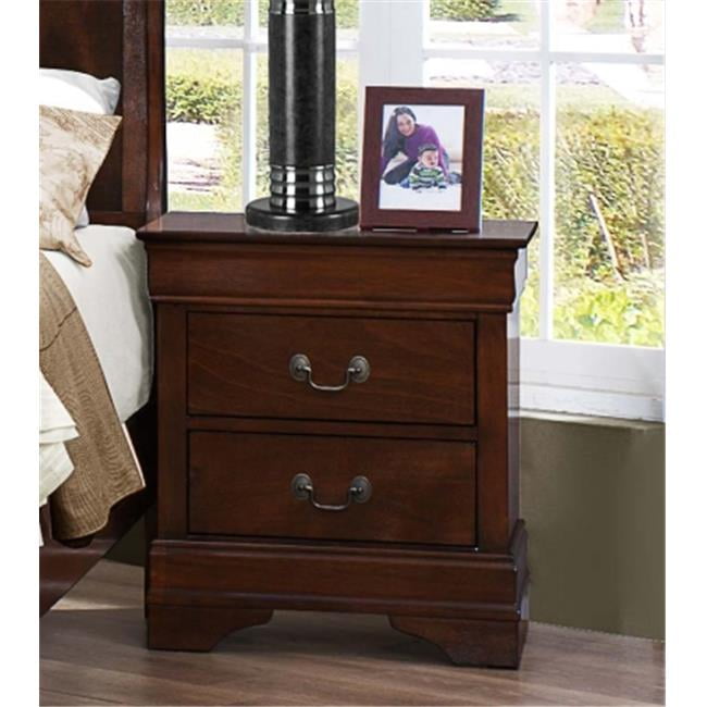 Brown Cherry Traditional Wood 2-Drawer Nightstand
