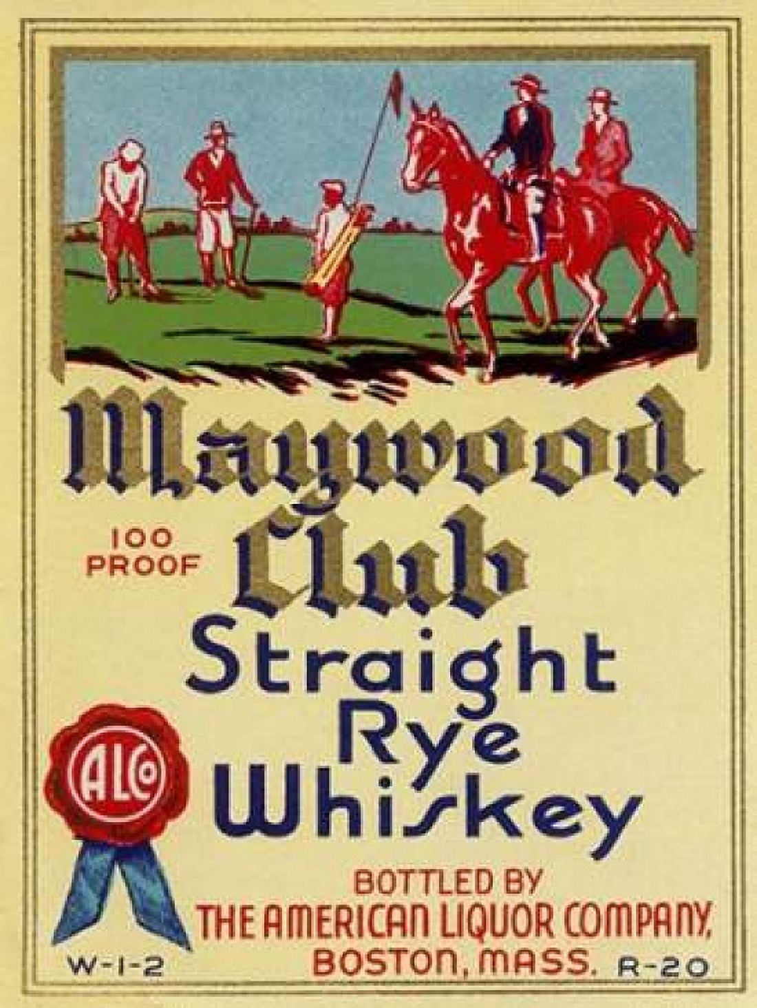 Maywood Club Straight Rye Whiskey Canvas Art - Vintage Booze Labels (18 x 24)