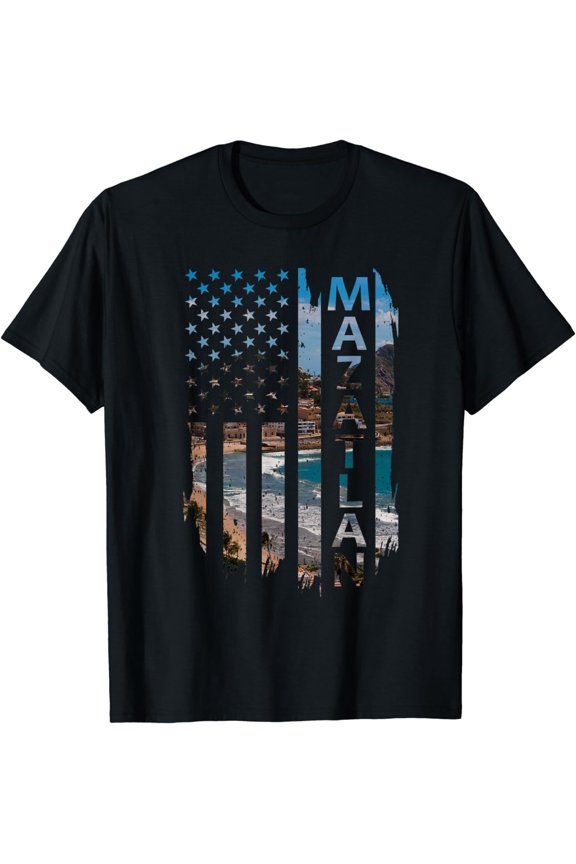 Mazatlan Mexico Summer Sunset American Flag Patriotic T-Shirt