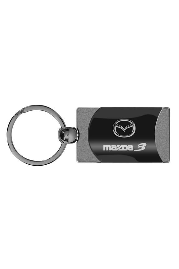 Mazda 3 Two Tone Rectangular Gun-Metal Key Chain