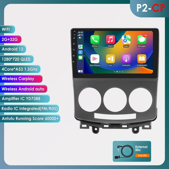 For Mazda 5 2005 2006 2007 2008 2009 2010 9" Touch Screen Android 13 Bluetooth Apple CarPlay 2+32GB Wifi RDS Car Stereo Radio Head Unit Multimedia GPS Navigation Player