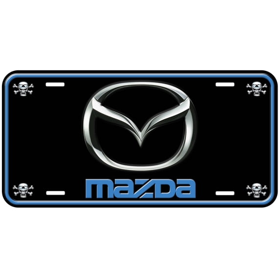 Mazda Black with Skull Flat Novelty Car Auto License Plate