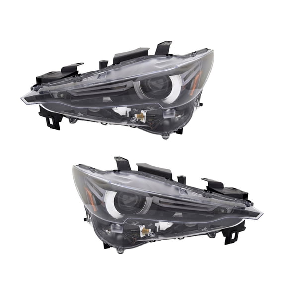 For Mazda CX-5 2020 2021 Headlight Driver & Passenger Side Pair Front | CAPA | LED | Clear, Amber Lens | w/ Adaptive Frontlight System | PP Plastic | MA2502157, MA2503157 | KL2L-51-041E, KL2L-51-031E
