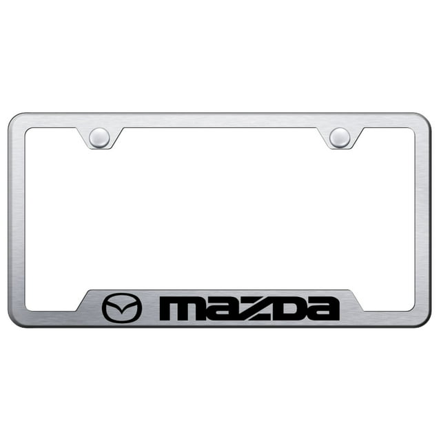 Mazda Laser Etched Logo Cut-Out License Plate Frame (Brushed Chrome)