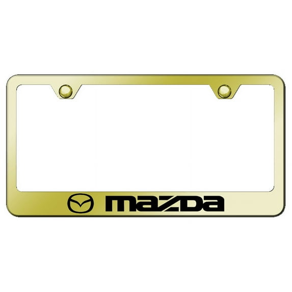 Mazda Laser Etched Logo Stainless Steel License Plate Frame (Gold on Black)