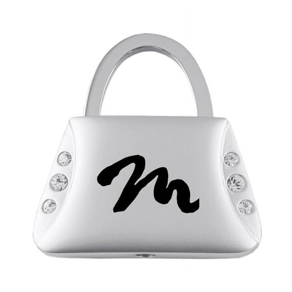 Mazda M Jeweled Purse Shape Key Ring (Silver)