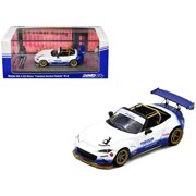 Mazda MX-5 ND Miata "Pandem Rocket Bunny" V1.0 White and Blue 1/64 Diecast Model Car by Inno Models