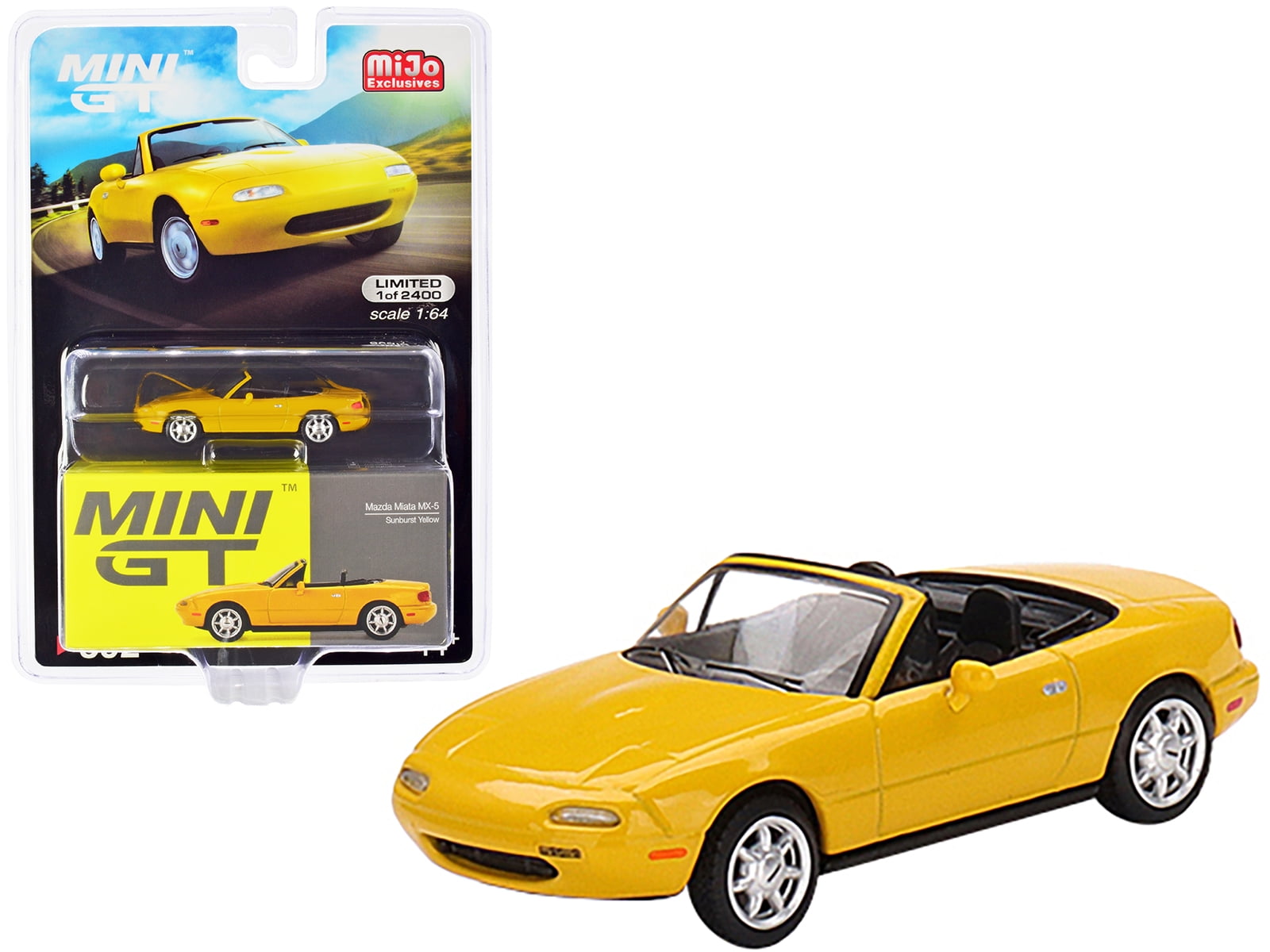 Mazda Miata MX-5 (NA) Convertible Sunburst Yellow Limited Edition to 2400  pieces 1/64 Diecast Model Car by True Scale Miniatures