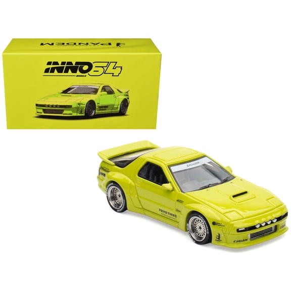 Mazda RX-7 (FC3S) "Pandem Aero" RHD Lime Green "The Model Car Show Malaysia 2025 Event" 1/64 Diecast Model Car by Inno Models