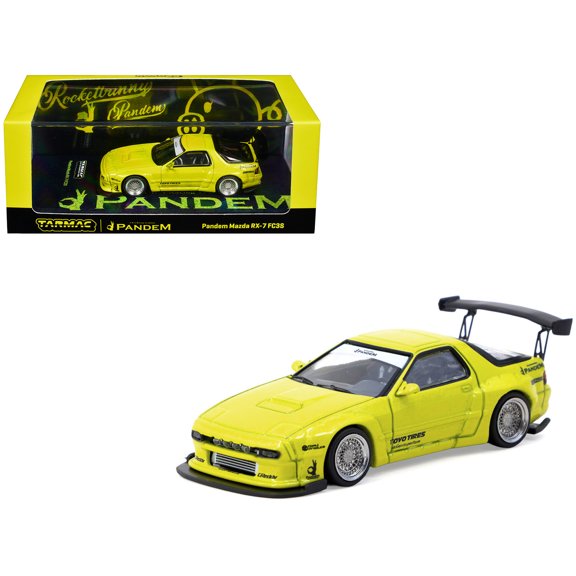 Mazda RX-7 FC3S Pandem Yellow Metallic "Road64" Series 1/64 Diecast Model Car by Tarmac Works