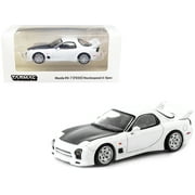 Mazda RX-7 FD3S Mazdaspeed A-Spec RHD Chaste White with Carbon Hood Global64 Series 1/64 Diecast Model Car by Tarmac Works