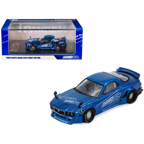 Mazda RX-7 (FD3S) RHD "Pandem Rocket Bunny" Blue Chrome "Tokyo Auto Salon 2026 Event Ed" 1/64 Diecast Model Car by Inno Models