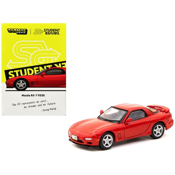 Mazda RX-7 FD3S RHD (Right Hand Drive) Red "Student Driver" "J Collection" Series 1/64 Die Cast Model Car by Tarmac Works