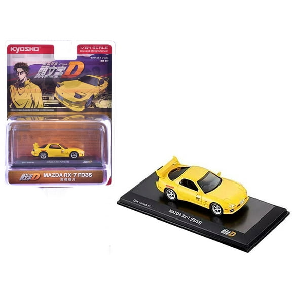 Mazda RX-7 (FD3S) RHD (Right Hand Drive) Yellow "Initial D" Manga 1/64 Diecast Model Car by Kyosho