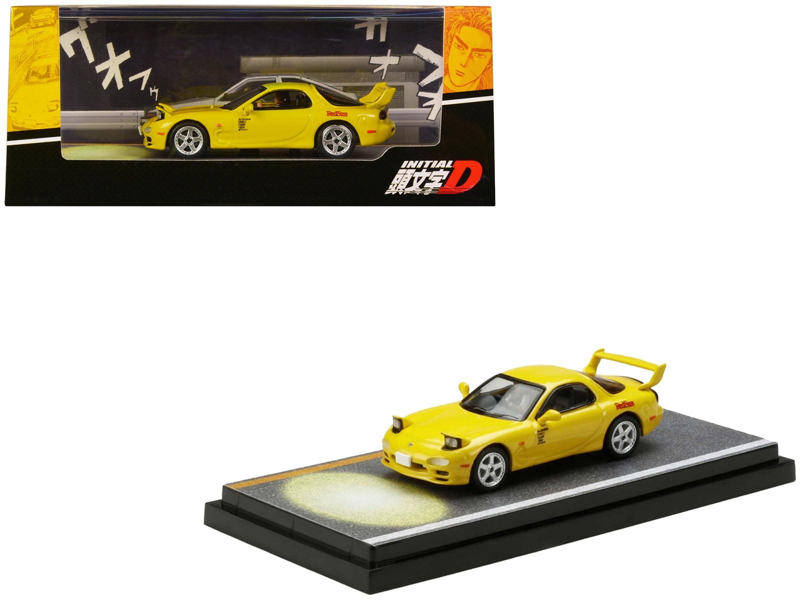 Mazda RX-7 (FD3S) RHD Yellow w/Keisuke Takahashi Figure